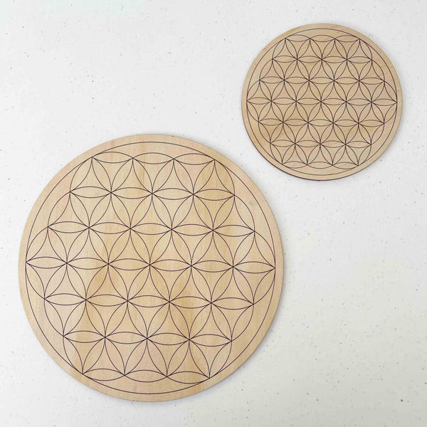Flower of Life Crystal Grid - Wood