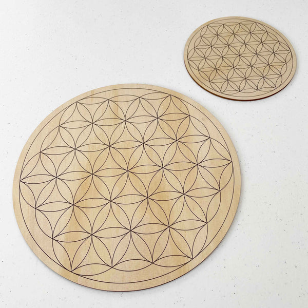 Flower of Life Crystal Grid - Wood