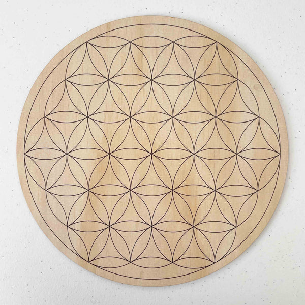 Flower of Life Crystal Grid - Wood