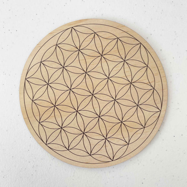 Flower of Life Crystal Grid - Wood