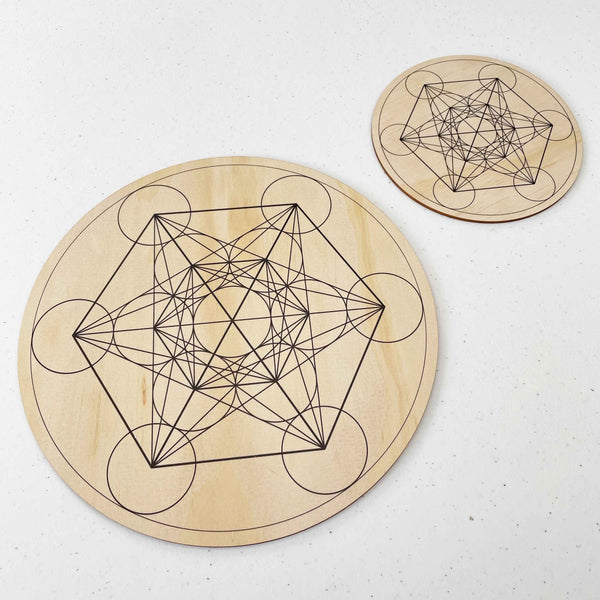 Metatron's Cube Crystal Grid - Wood