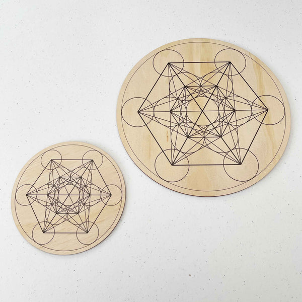 Metatron's Cube Crystal Grid - Wood