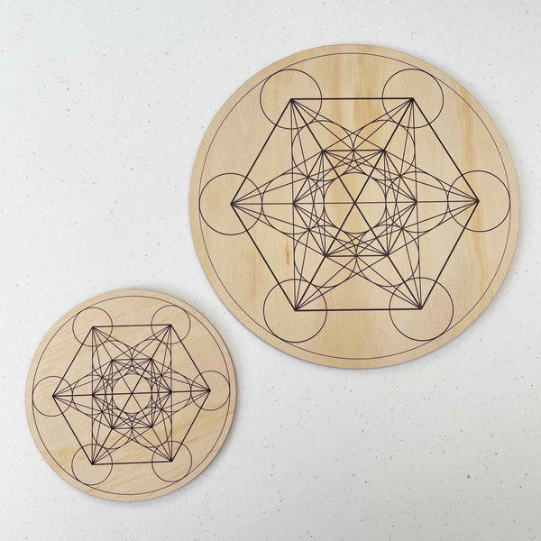 Metatron's Cube Crystal Grid - Wood