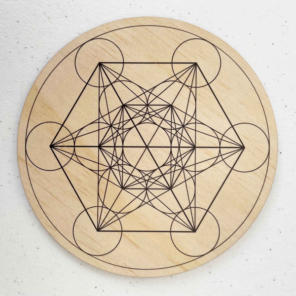 Metatron's Cube Crystal Grid - Wood