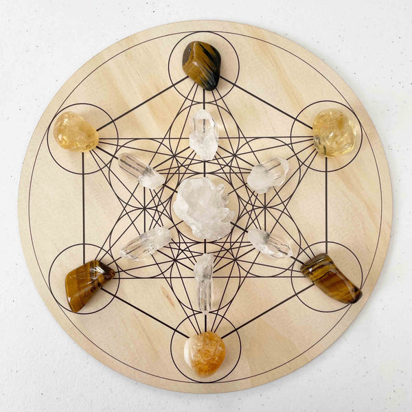 Metatron's Cube Crystal Grid - Wood