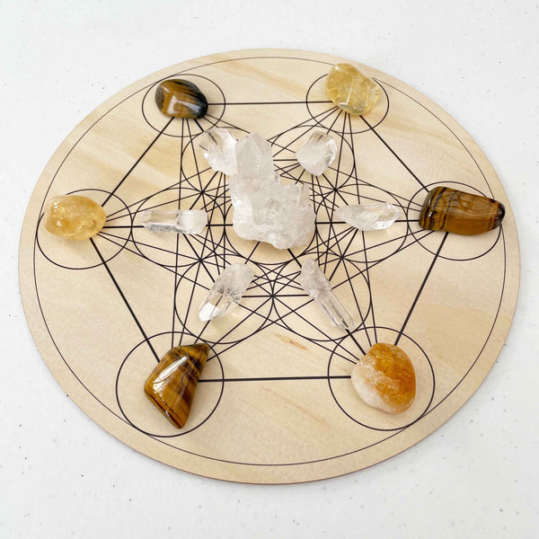 Metatron's Cube Crystal Grid - Wood
