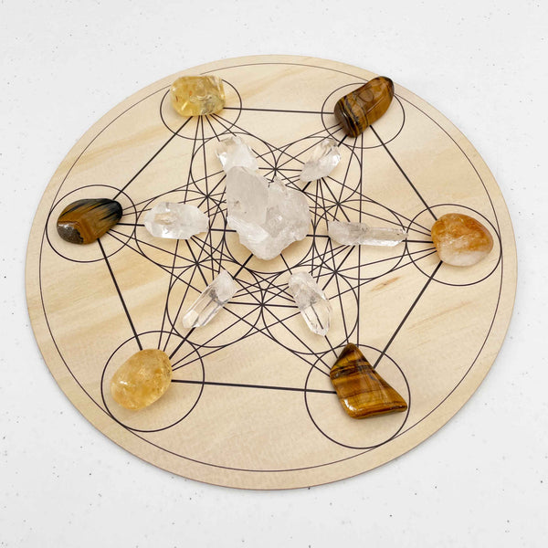 Metatron's Cube Crystal Grid - Wood