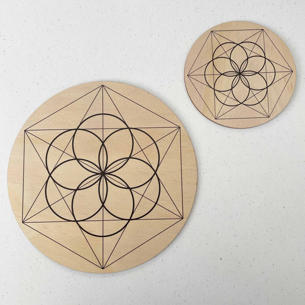 Seed of Life Crystal Grid - Wood