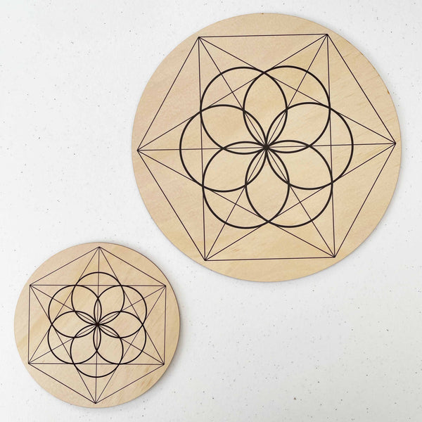 Seed of Life Crystal Grid - Wood