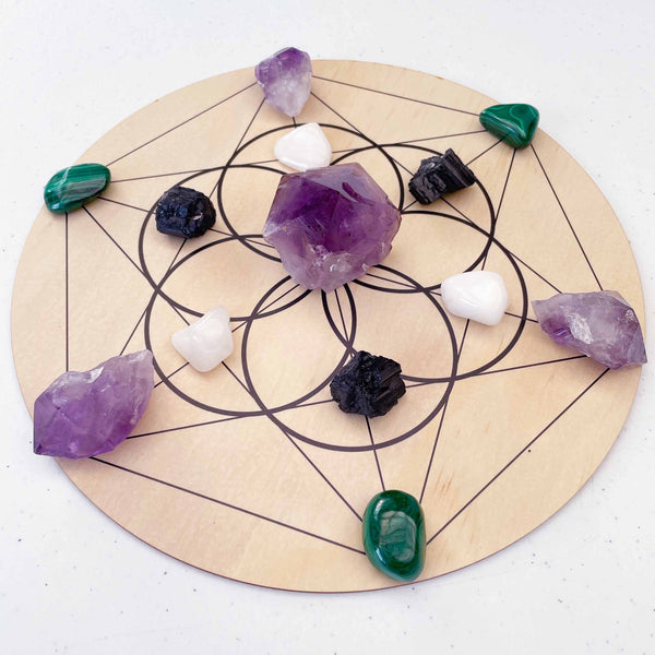 Seed of Life Crystal Grid - Wood